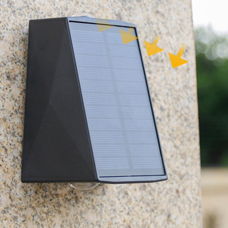 Modern Minimalist Solar Waterproof Trapezoidal Rectangle ABS PVC LED Outdoor Wall Sconce Lamp For Garden | Bowlift