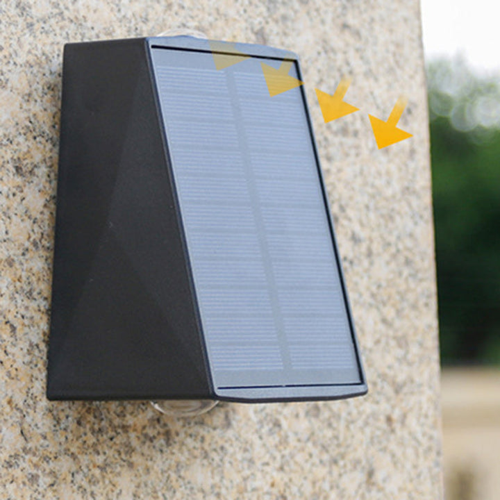 Modern Minimalist Solar Waterproof Trapezoidal Rectangle ABS PVC LED Outdoor Wall Sconce Lamp For Garden | Bowlift