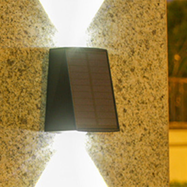 Modern Minimalist Solar Waterproof Trapezoidal Rectangle ABS PVC LED Outdoor Wall Sconce Lamp For Garden | Bowlift
