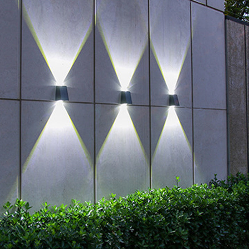 Modern Minimalist Solar Waterproof Trapezoidal Rectangle ABS PVC LED Outdoor Wall Sconce Lamp For Garden | Bowlift