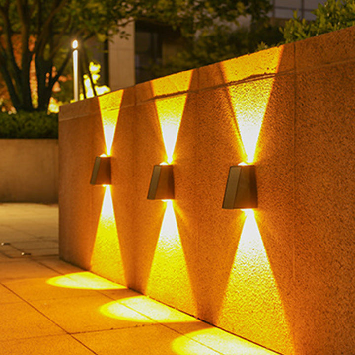 Modern Minimalist Solar Waterproof Trapezoidal Rectangle ABS PVC LED Outdoor Wall Sconce Lamp For Garden | Bowlift