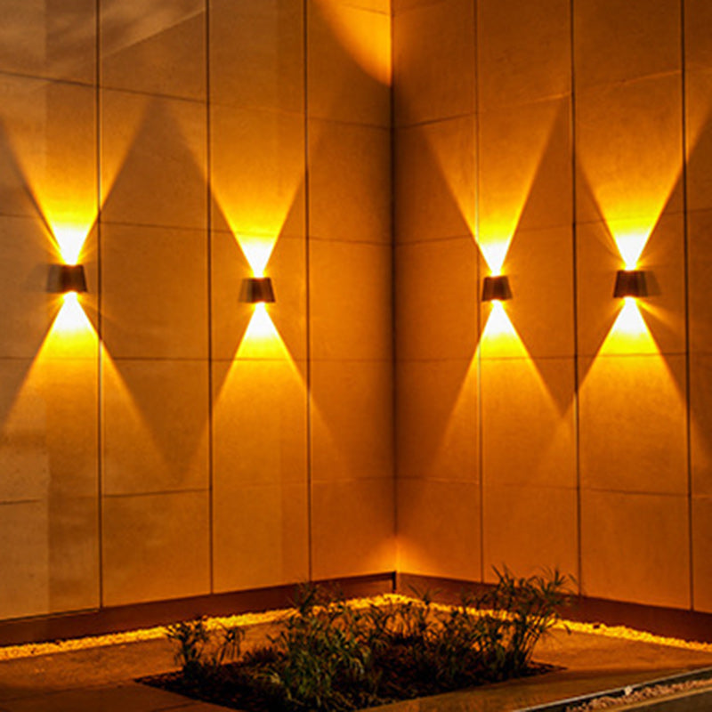 Modern Minimalist Solar Waterproof Trapezoidal Rectangle ABS PVC LED Outdoor Wall Sconce Lamp For Garden | Bowlift