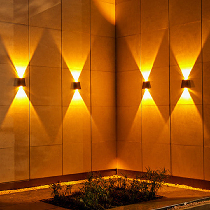 Modern Minimalist Solar Waterproof Trapezoidal Rectangle ABS PVC LED Outdoor Wall Sconce Lamp For Garden | Bowlift