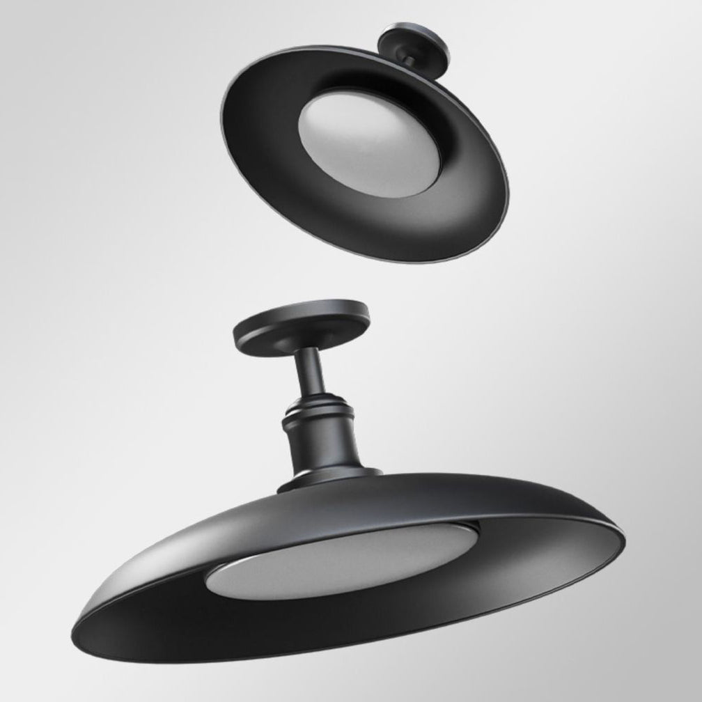 Traditional Vintage Waterproof Flared Cylinder Disc Base Iron 1-Light Semi-Flush Mount Ceiling Light For Outdoor Patio | Bowlift
