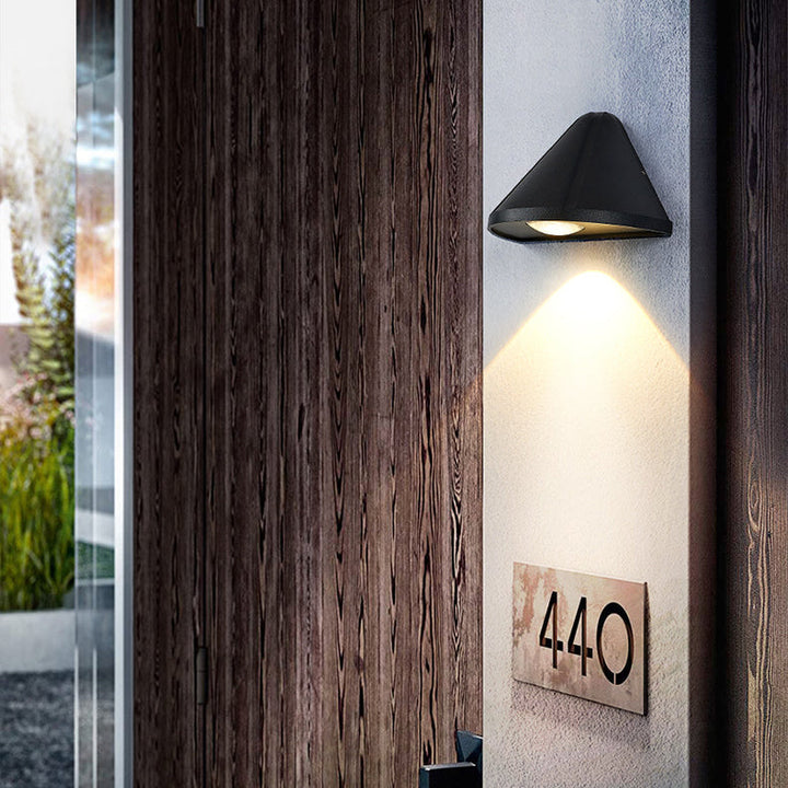 Modern Minimalist Waterproof Triangle Semicircle Die-Cast Aluminum PC LED Wall Sconce Lamp For Outdoor Patio | Bowlift
