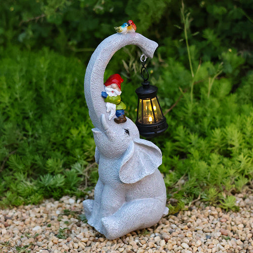 Contemporary Creative Solar Waterproof Elephant Genie Bird Resin LED Outdoor Landscape Light For Garden | Bowlift