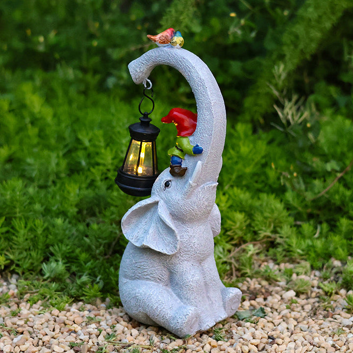 Contemporary Creative Solar Waterproof Elephant Genie Bird Resin LED Outdoor Landscape Light For Garden | Bowlift