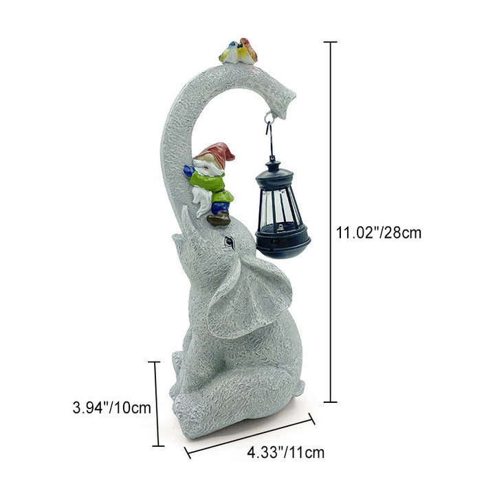Contemporary Creative Solar Waterproof Elephant Genie Bird Resin LED Outdoor Landscape Light For Garden | Bowlift