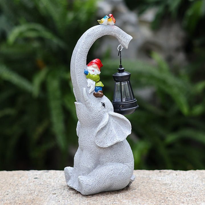 Contemporary Creative Solar Waterproof Elephant Genie Bird Resin LED Outdoor Landscape Light For Garden | Bowlift