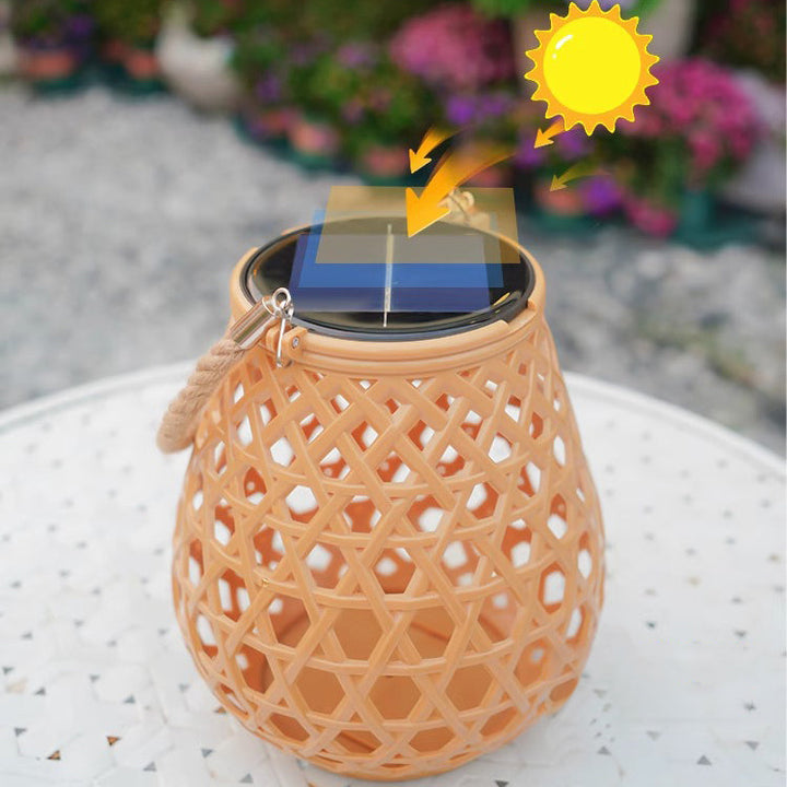 Traditional Chinese Solar Waterproof Oval Round Hollow Mesh ABS LED Outdoor Landscape Light For Garden | Bowlift