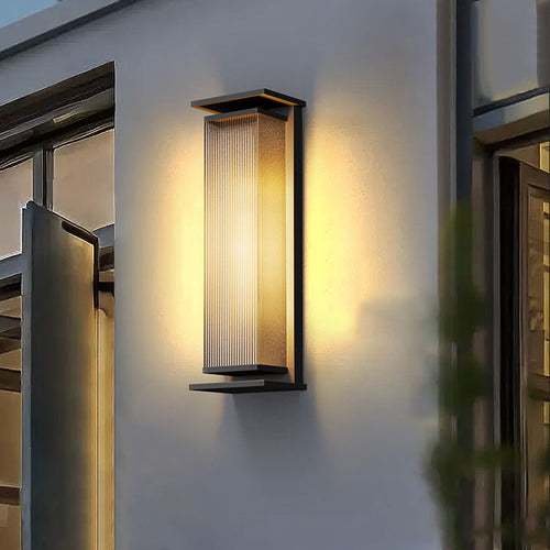 Modern Minimalist Solar Waterproof Rectangle Stripe Stainless Steel PC LED Outdoor Wall Sconce Lamp For Garden | Bowlift