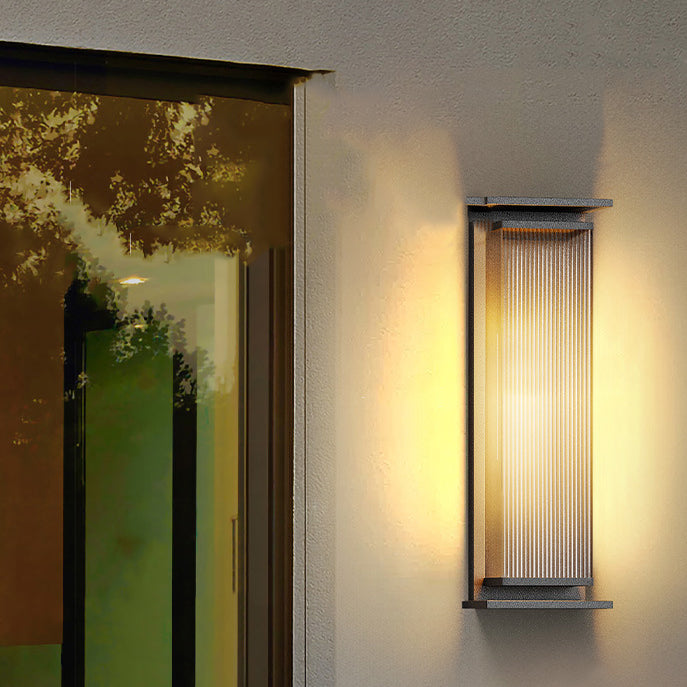 Modern Minimalist Solar Waterproof Rectangle Stripe Stainless Steel PC LED Outdoor Wall Sconce Lamp For Garden | Bowlift