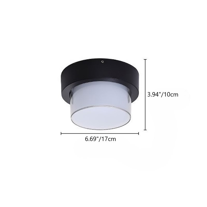 Modern Minimalist Waterproof Square Round Cylinder Die-Cast Aluminum Acrylic LED Flush Mount Ceiling Light For Outdoor Patio | Bowlift