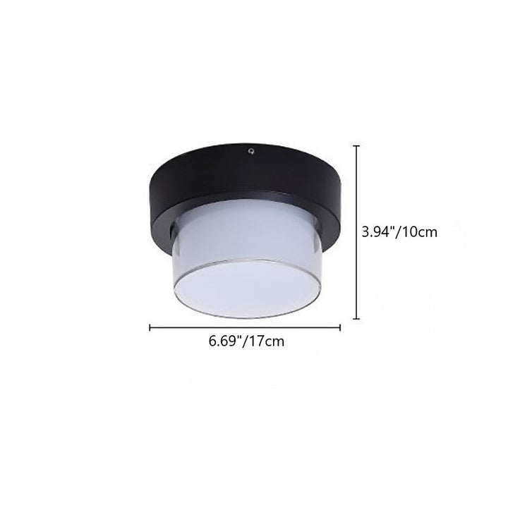 Modern Minimalist Waterproof Square Round Cylinder Die-Cast Aluminum Acrylic LED Flush Mount Ceiling Light For Outdoor Patio | Bowlift