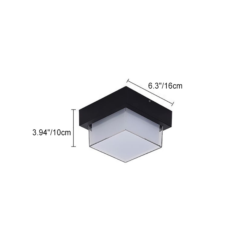 Modern Minimalist Waterproof Square Round Cylinder Die-Cast Aluminum Acrylic LED Flush Mount Ceiling Light For Outdoor Patio | Bowlift