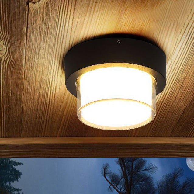 Modern Minimalist Waterproof Square Round Cylinder Die-Cast Aluminum Acrylic LED Flush Mount Ceiling Light For Outdoor Patio | Bowlift