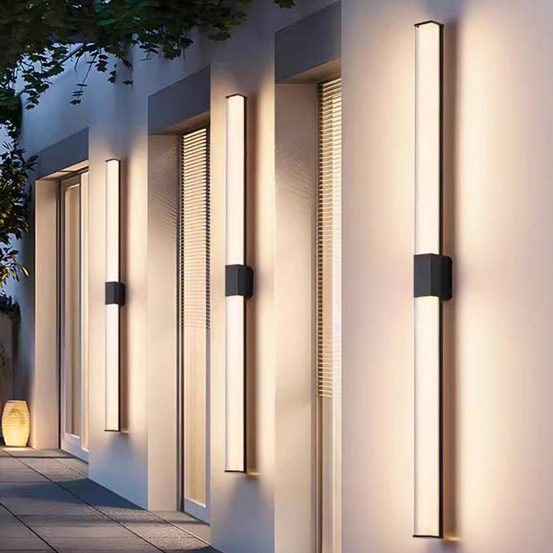 Modern Minimalist Waterproof Rectangle Long Aluminum PC Outdoor Wall Sconce Lamp For Garden | Bowlift