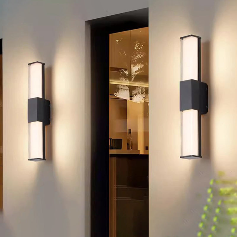 Modern Minimalist Waterproof Rectangle Long Aluminum PC Outdoor Wall Sconce Lamp For Garden | Bowlift