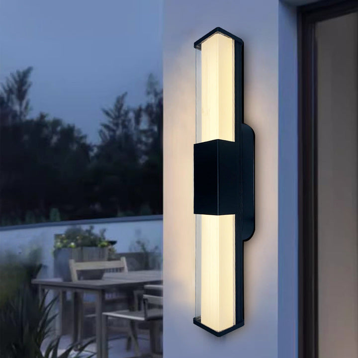 Modern Minimalist Waterproof Rectangle Long Aluminum PC Outdoor Wall Sconce Lamp For Garden | Bowlift