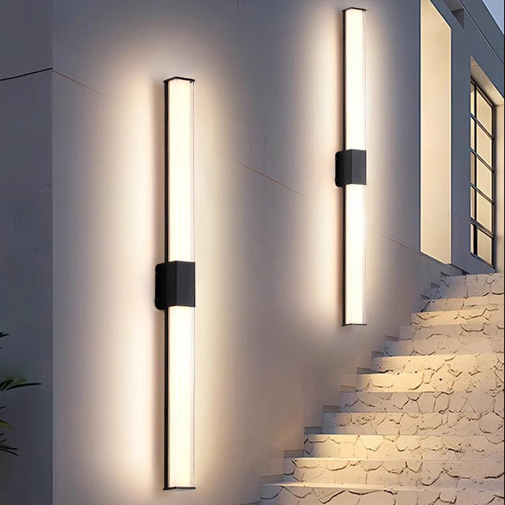 Modern Minimalist Waterproof Rectangle Long Aluminum PC Outdoor Wall Sconce Lamp For Garden | Bowlift