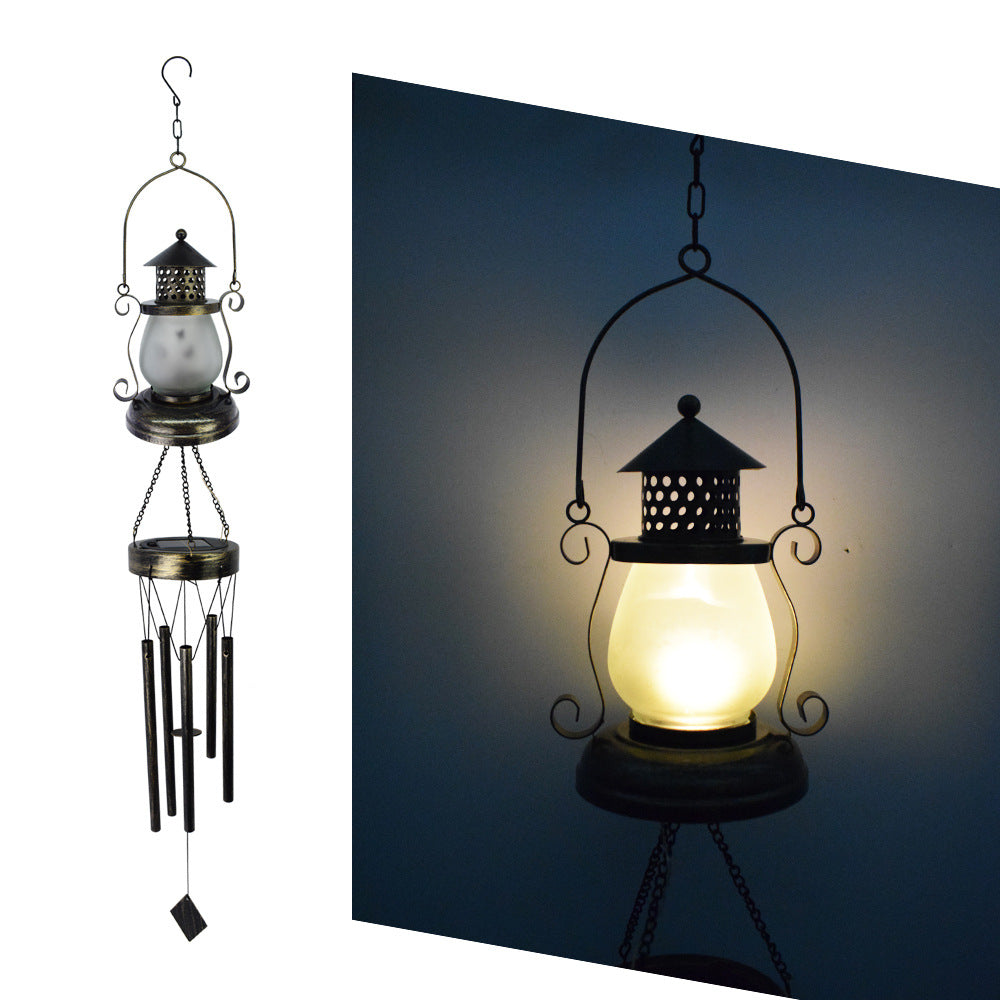 Contemporary Scandinavian Solar Waterproof Oval Disc Triangle Wind Chime Iron Glass Plastic LED Outdoor Light For Outdoor Patio | Bowlift