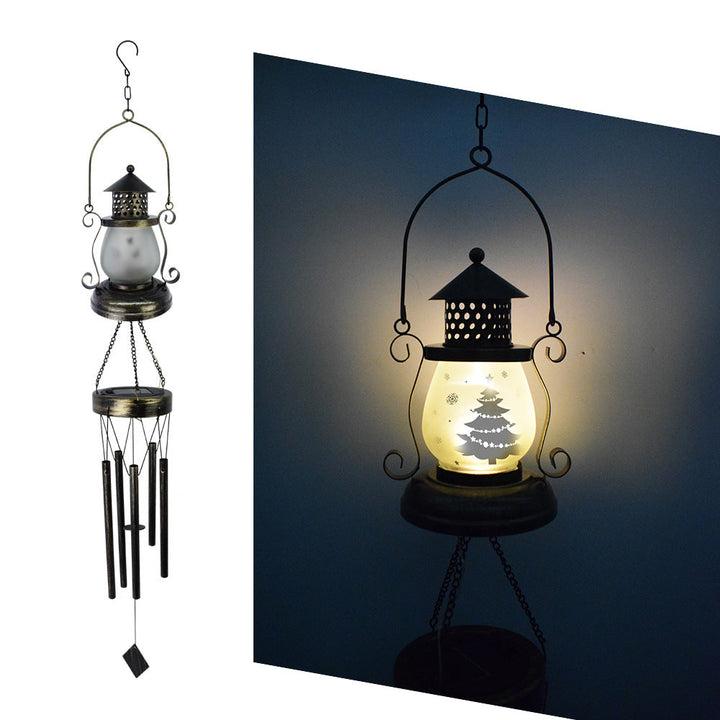 Contemporary Scandinavian Solar Waterproof Oval Disc Triangle Wind Chime Iron Glass Plastic LED Outdoor Light For Outdoor Patio | Bowlift