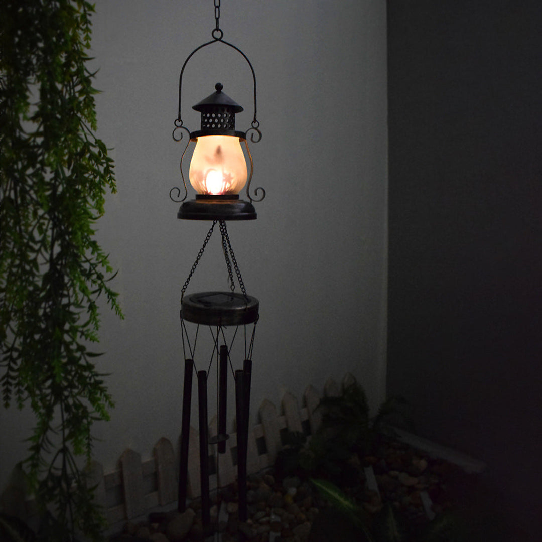 Contemporary Scandinavian Solar Waterproof Oval Disc Triangle Wind Chime Iron Glass Plastic LED Outdoor Light For Outdoor Patio | Bowlift
