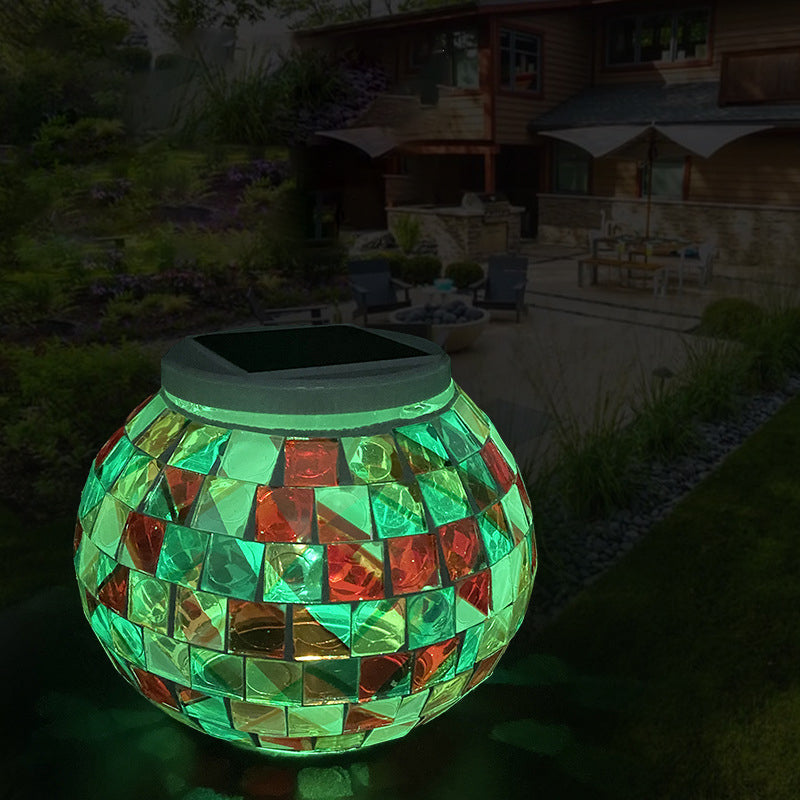 Contemporary Creative Solar Waterproof Sphere Square Plastic Glass LED Outdoor Landscape For Outdoor Patio | Bowlift