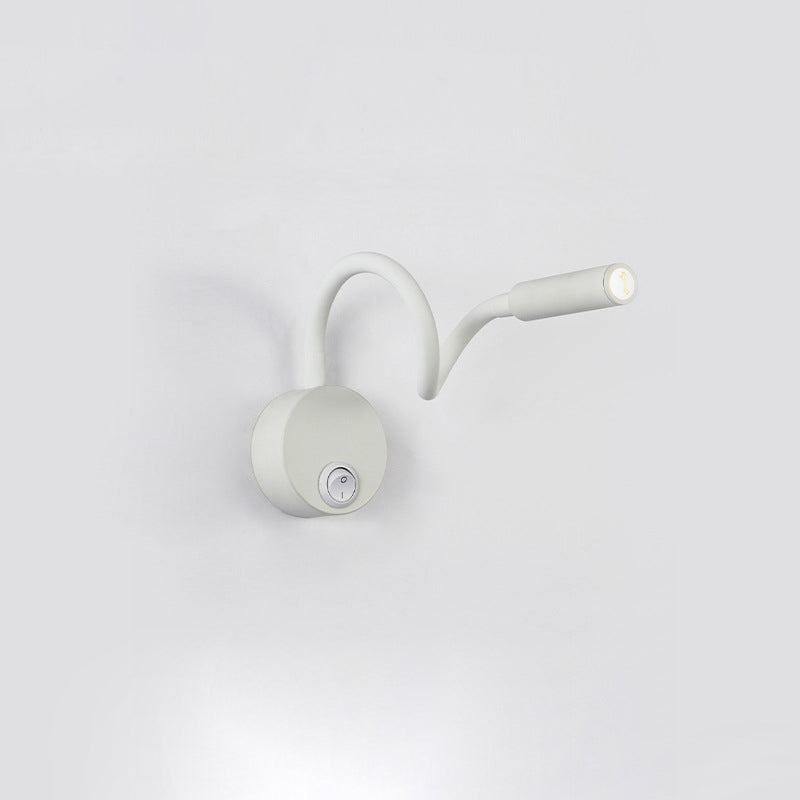 BowLift | Modern Minimalist Iron Round Flexible Bend Tube LED Reading Lamp Wall Sconce Lamp for Bedroom