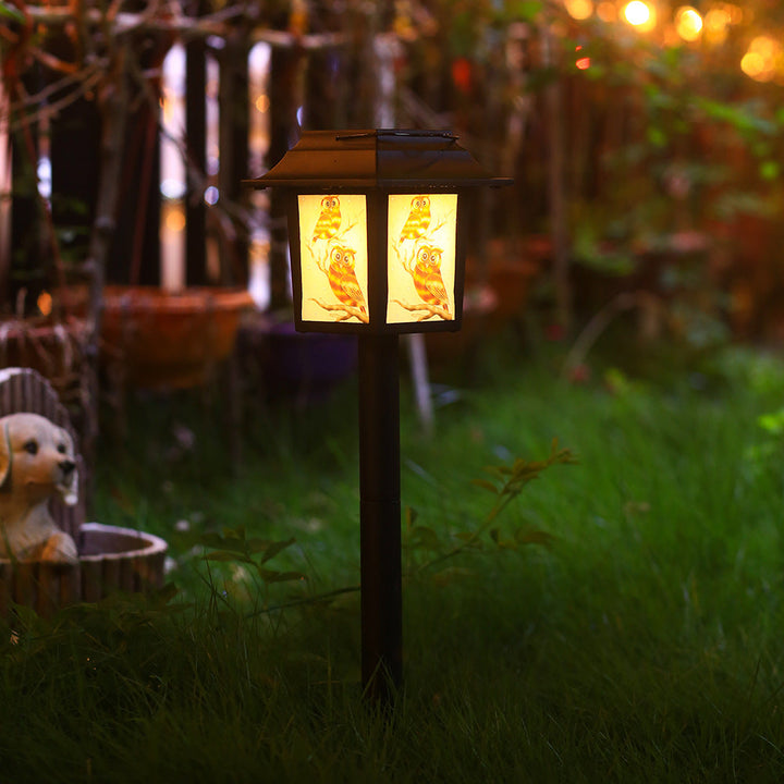Contemporary Industrial Square Owl Pattern LED Solar Waterproof Lawn Insert Light For Outdoor Patio | Bowlift