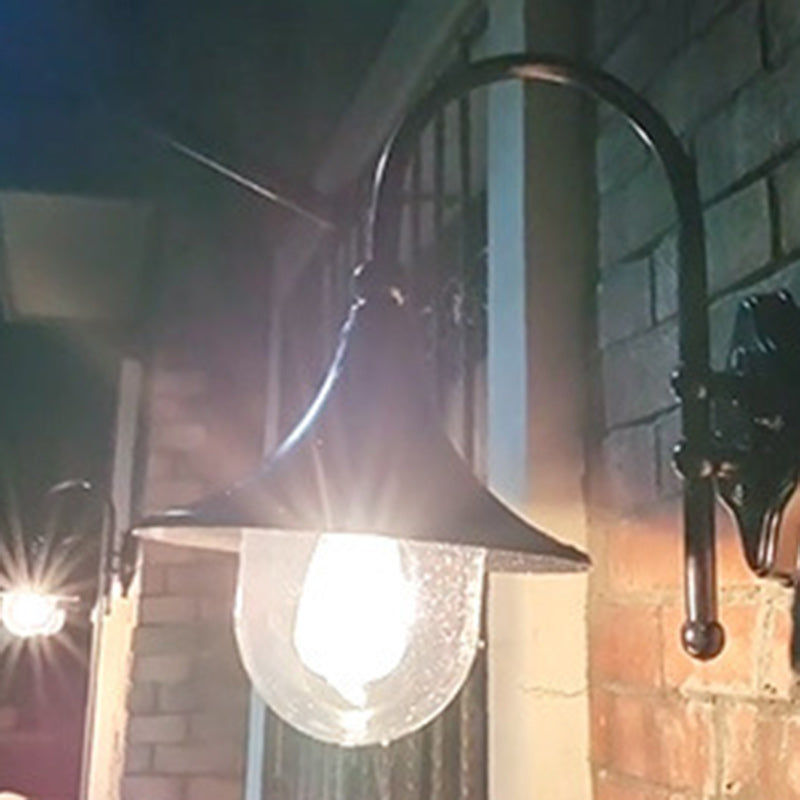 Contemporary Simplicity Aluminum Trumpet Shade Glass 1-Light Outdoor Wall Sconce Lamp For Garden | Bowlift