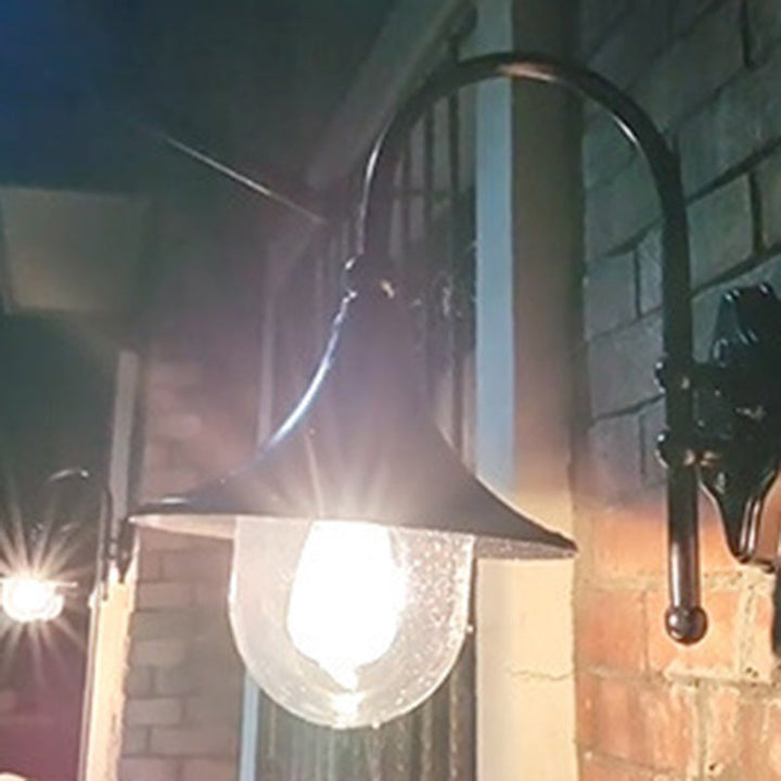 Contemporary Simplicity Aluminum Trumpet Shade Glass 1-Light Outdoor Wall Sconce Lamp For Garden | Bowlift