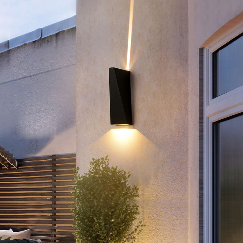 Modern Minimalist Aluminum Up And Down Illuminated LED Wall Sconce Lamp For Outdoor Patio | Bowlift