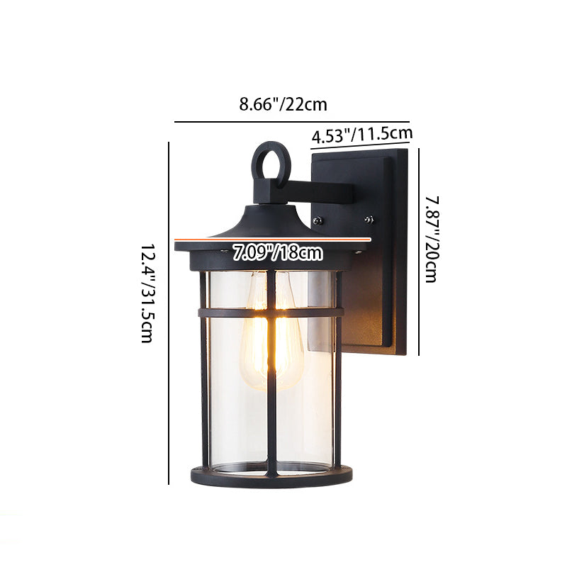 Contemporary Industrial Cylinder Aluminum Glass Shade 1-Light Waterproof Wall Sconce Lamp For Outdoor Patio | Bowlift