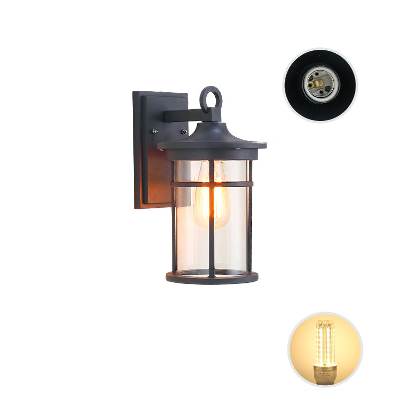 Contemporary Industrial Cylinder Aluminum Glass Shade 1-Light Waterproof Wall Sconce Lamp For Outdoor Patio | Bowlift