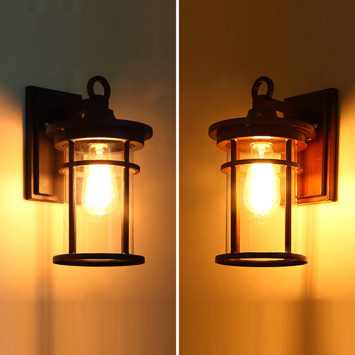 Contemporary Industrial Cylinder Aluminum Glass Shade 1-Light Waterproof Wall Sconce Lamp For Outdoor Patio | Bowlift