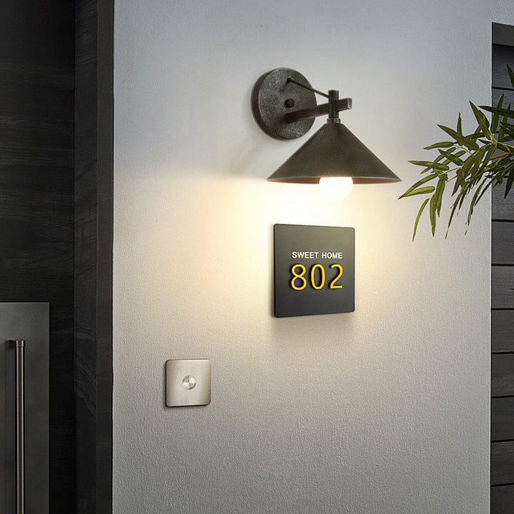 Contemporary Nordic Iron Geometric Cone 1-Light Outdoor Waterproof Wall Sconce Lamp For Garden | Bowlift