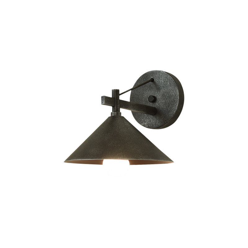 Contemporary Nordic Iron Geometric Cone 1-Light Outdoor Waterproof Wall Sconce Lamp For Garden | Bowlift