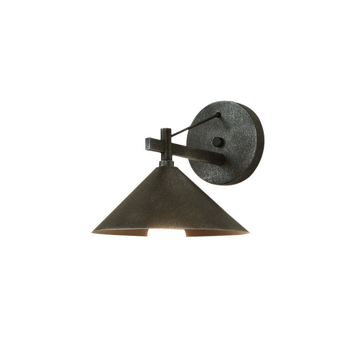 Contemporary Nordic Iron Geometric Cone 1-Light Outdoor Waterproof Wall Sconce Lamp For Garden | Bowlift
