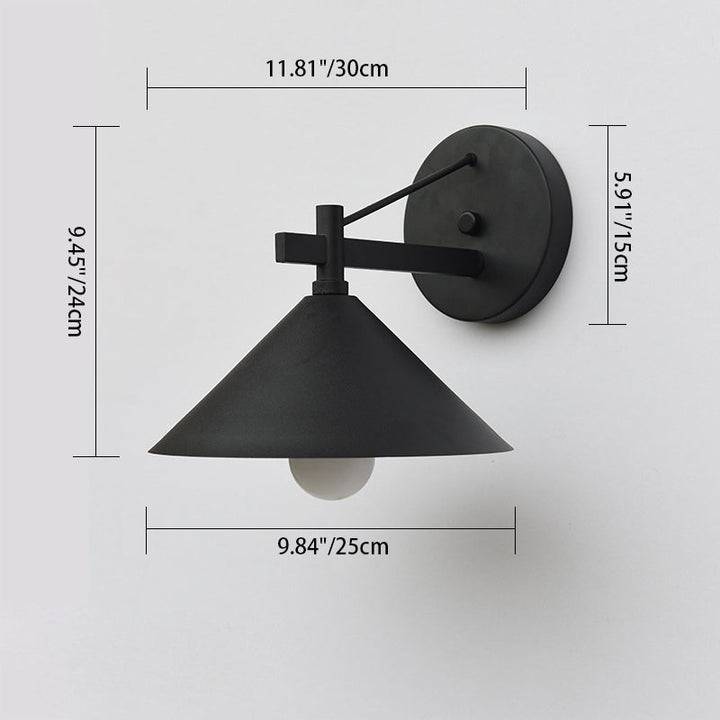 Contemporary Nordic Iron Geometric Cone 1-Light Outdoor Waterproof Wall Sconce Lamp For Garden | Bowlift