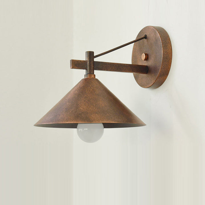 Contemporary Nordic Iron Geometric Cone 1-Light Outdoor Waterproof Wall Sconce Lamp For Garden | Bowlift