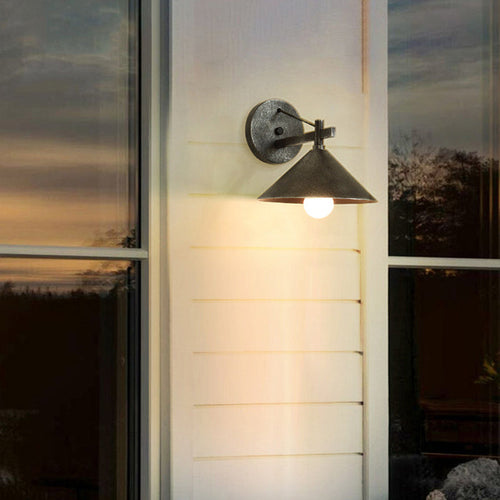 Contemporary Nordic Iron Geometric Cone 1-Light Outdoor Waterproof Wall Sconce Lamp For Garden | Bowlift
