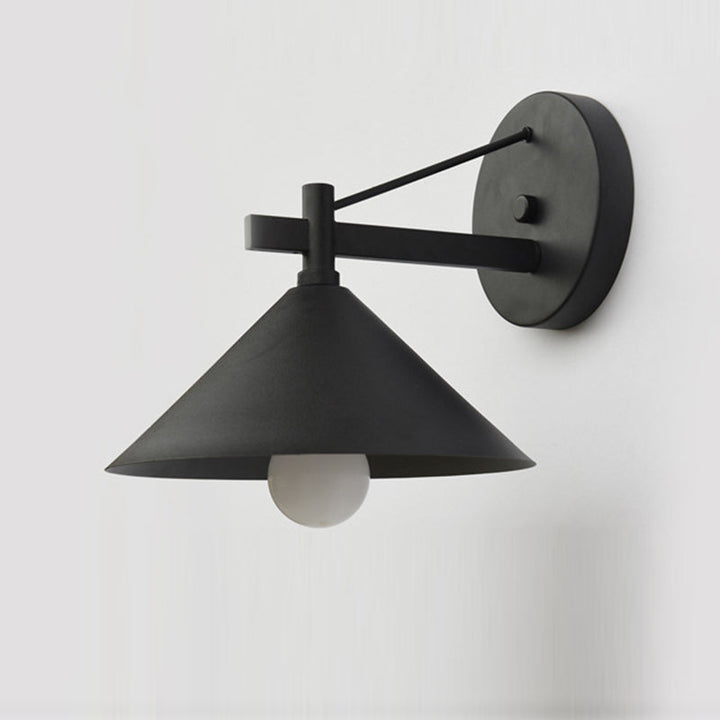 Contemporary Nordic Iron Geometric Cone 1-Light Outdoor Waterproof Wall Sconce Lamp For Garden | Bowlift