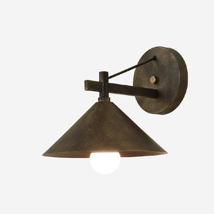 Contemporary Nordic Iron Geometric Cone 1-Light Outdoor Waterproof Wall Sconce Lamp For Garden | Bowlift
