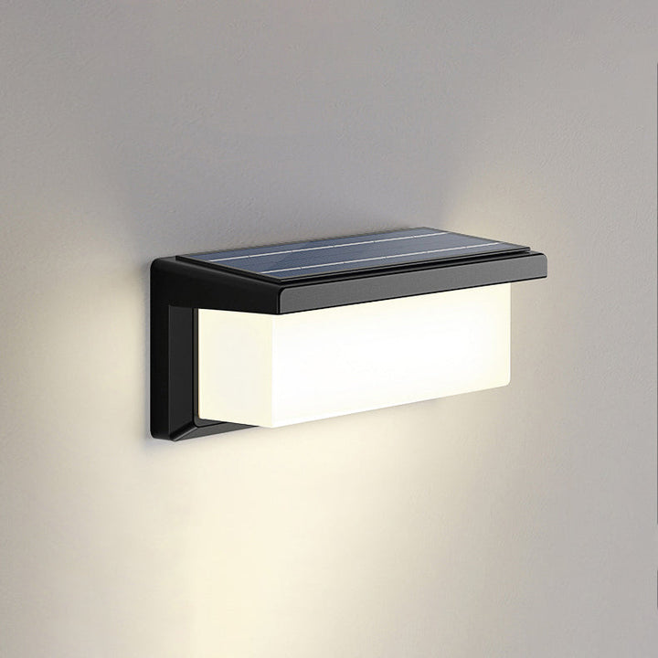 Contemporary Simplicity Rectangular Waterproof Solar Human Body Induction LED Outdoor Wall Sconce Lamp For Garden | Bowlift