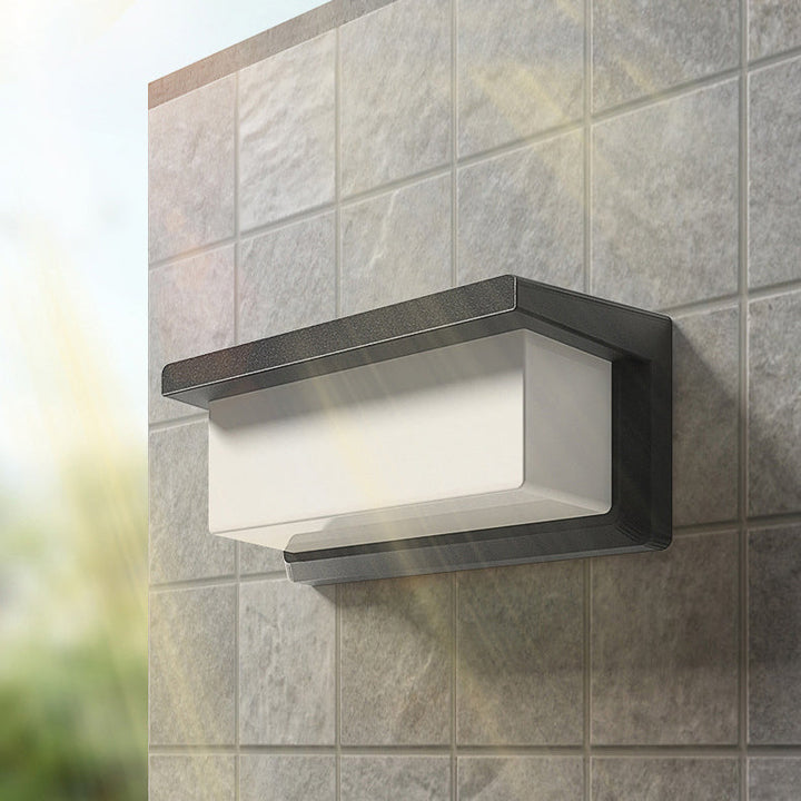 Contemporary Simplicity Rectangular Waterproof Solar Human Body Induction LED Outdoor Wall Sconce Lamp For Garden | Bowlift