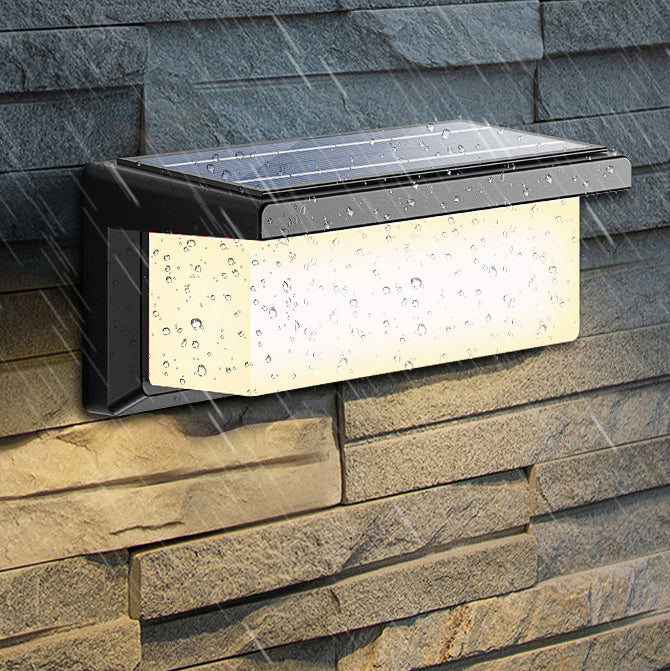 Contemporary Simplicity Rectangular Waterproof Solar Human Body Induction LED Outdoor Wall Sconce Lamp For Garden | Bowlift