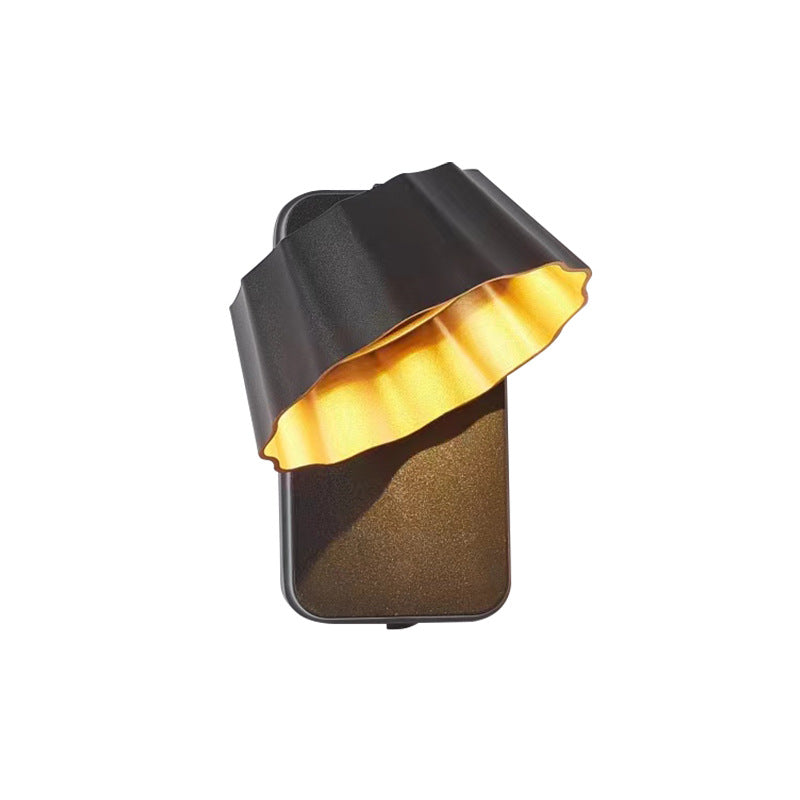 Contemporary Industrial Aluminum Pleated Round Shade LED Outdoor Waterproof Wall Sconce Lamp For Garden | Bowlift