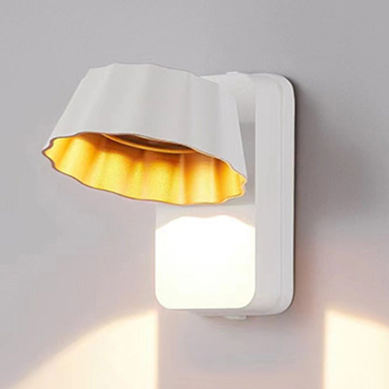 Contemporary Industrial Aluminum Pleated Round Shade LED Outdoor Waterproof Wall Sconce Lamp For Garden | Bowlift