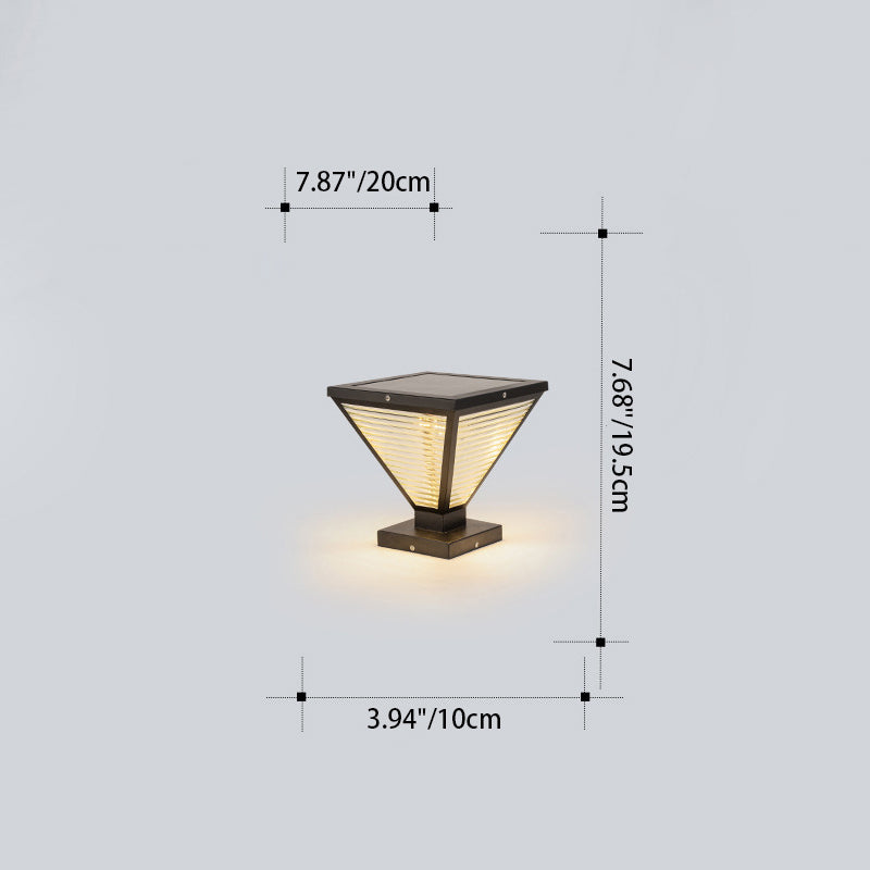 Modern Minimalist Solar Waterproof Square Prismatic Stainless Steel Glass LED Outdoor Light For Patio | Bowlift